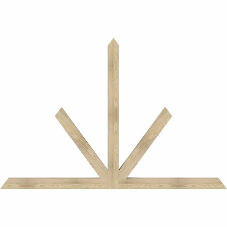 Ekena Millwork Saratoga Rough Sawn Timber Gable Bracket, Douglas Fir, 84"W x 56"H x 4"D x 4"F, 16/12 Pitch GBW084X56X0404SAR00RDF